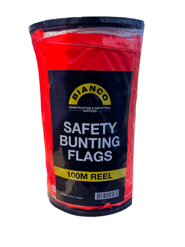 BUNTING SAFETY FLAGS ORANGE PLAIN 100M REEL