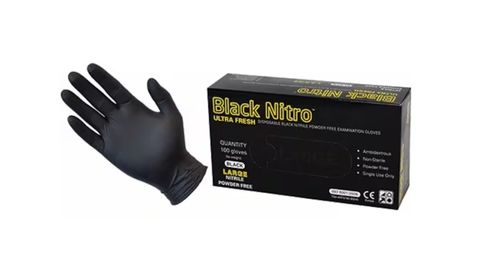 GLOVES NITRILE BLACK POWDER FREE 2XL (BOX 100)