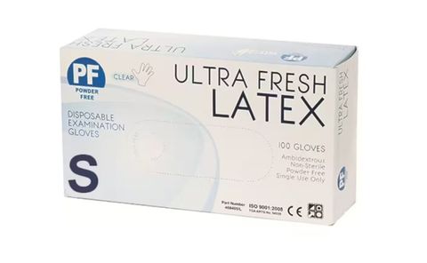 GLOVES LATEX CLEAR POWDER FREE SML (BOX 100)