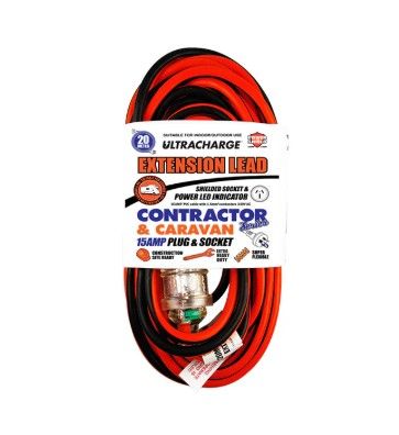 EXTENSION CORD 15AMP LEAD/15AMP PLUG X 20M