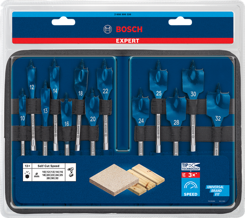 SPADE BIT SET HEX BOSCH SELF CUT SPEED 3PC