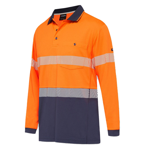 HARD YAKKA HYPERFREEZE POLO LONG SLEEVE ORANGE
