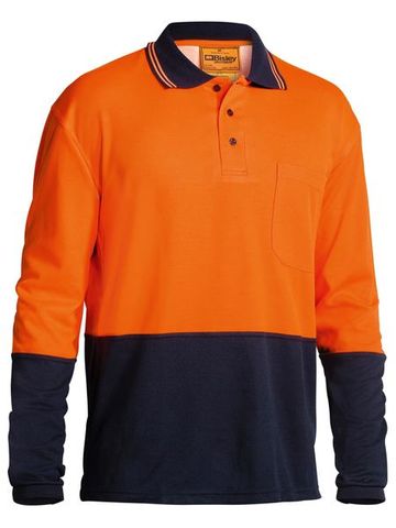 SHIRT POLO BISLEY ORG/NVY LS BK6234 MED