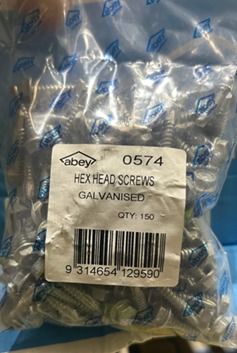 SCREW ABEY HEX HEAD GALV FOR STEEL FRAME (PK 150)