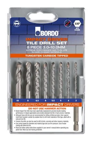 DRILL SET CERAMIC TILE 8 PIECE 1/4" HEX SHANK