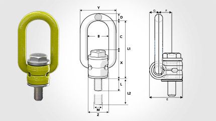 LIFTING POINT M16 SWIVEL OFFSET RING 1.5T GR100