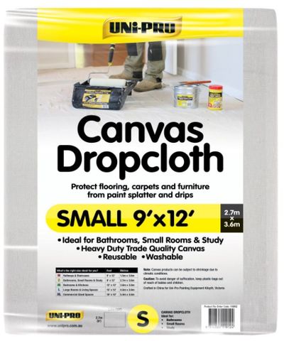 UNI-PRO HEAVY DUTY CANVAS DROPCLOTH 9' X 12' INCH