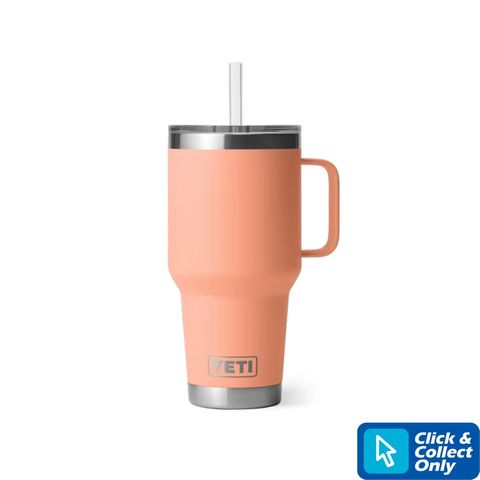 MUG RAMBLER STRAW CAP 35OZ 1L PEACH YETI