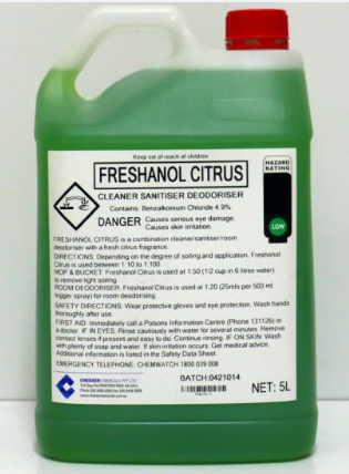 DISINFECTANT SANITISER SPRAY LIQUID FRESHANOL 5L