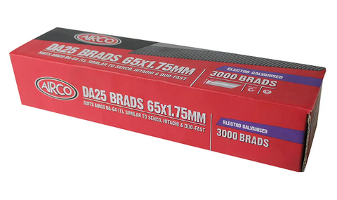 NAIL BRAD AIRCO 65MM DA25 GALV (BOX 3000)