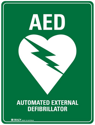 SIGN AED AUTOMATED EXTERNAL DEFIB 450X300MM MTL