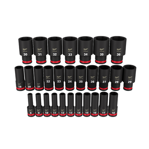 SOCKET SET IMP MILW SHOCKWAVE 1/2"DR DEEP MET 29PC