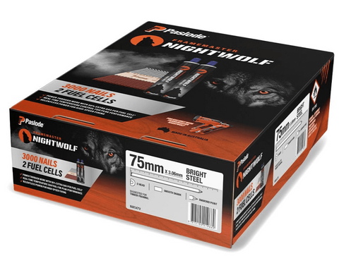 NAIL PASLODE 75X3.06MMBRIGHT+GAS(BOX3000)NIGHTWOLF