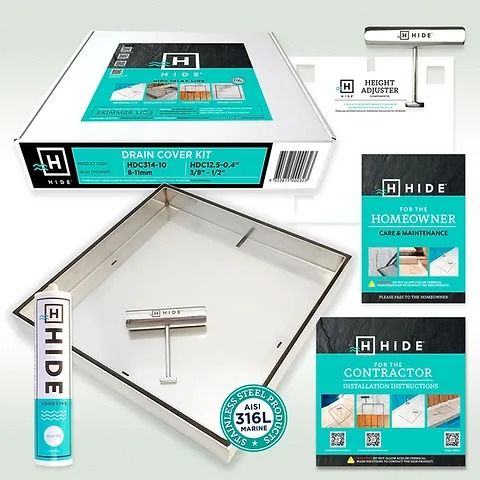 DRAIN COVER KIT HIDE #314 (15-22MM) 20MM DEPTH