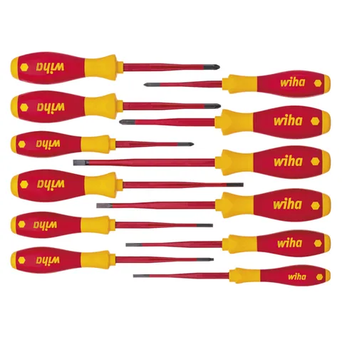 SCREWDRIVER 12PCE SET ASSORTED VDE 1000V WIHA