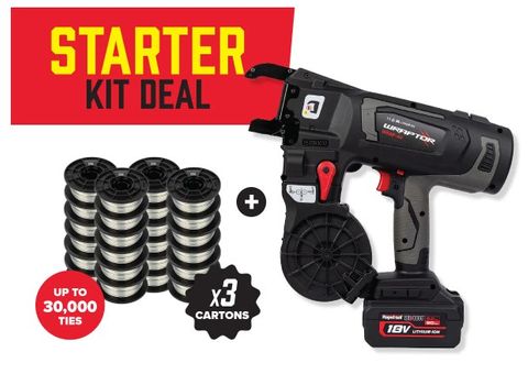 RAPIDTOOL WRAPTOR REBAR TIER KIT 18V 12-44MM