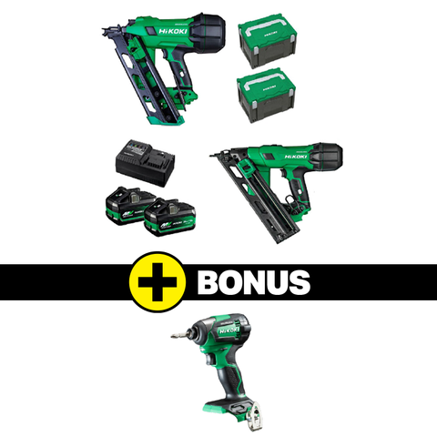 HIKOKI 18V 2 PIECE NAIL GUN COMBINATION KIT