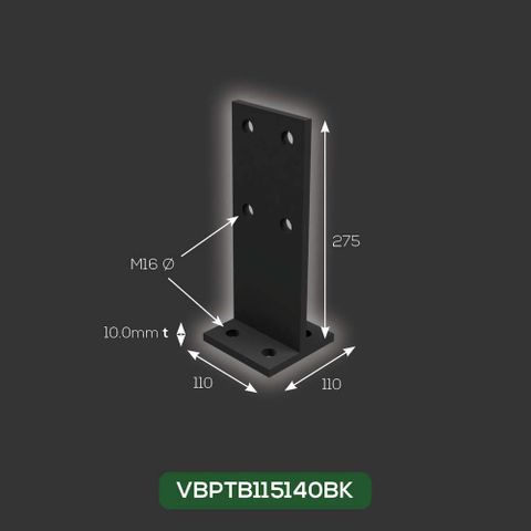 POST SUPPORT TBLADE 110X110X275X10MM BLACKOUT