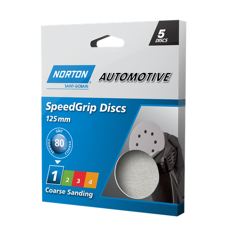 DISC SAND NORTON AUTOMTV 125MM 180G 8H (PK 5)