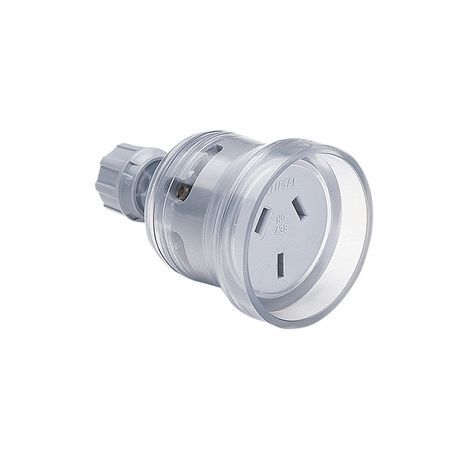 SOCKET FEMALE 3 PIN CLEAR 15A LARGE EARTH