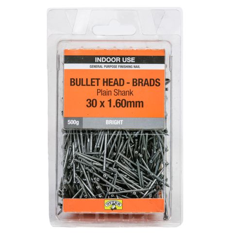 NAIL BULLET BRIGHT PANEL PIN 30X1.6MM  (500G PACK)