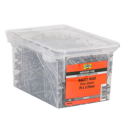 NAIL BULLET BRIGHT  75X3.75MM  (5KG PAIL)