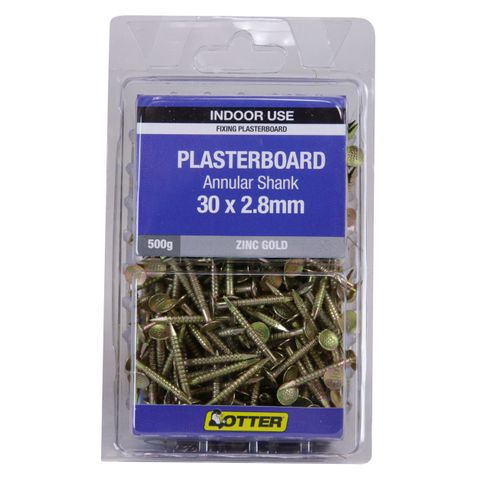 NAIL PLASTERBOARD RING SHANK 30X2.8MM  (500G PACK)