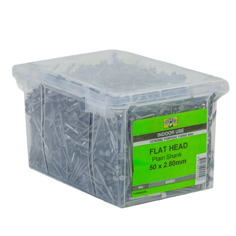 NAIL FLAT HEAD BRIGHT 50X2.8MM (5KG PAIL)
