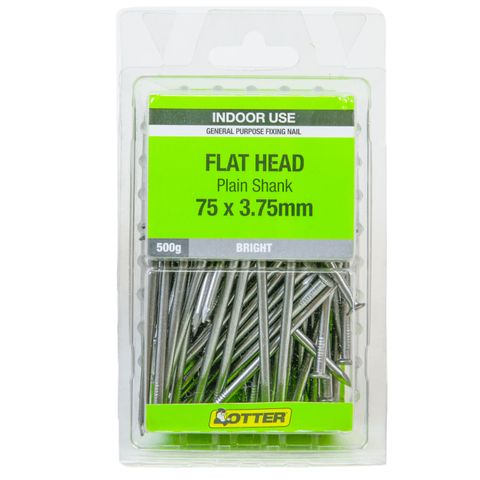 NAIL FLAT HEAD BRIGHT 75X3.75MM (500G PACK)