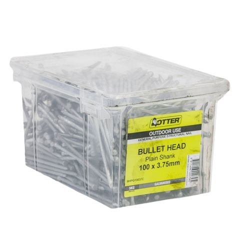 NAIL BULLET GALV  100X3.75MM  (5KG PAIL)