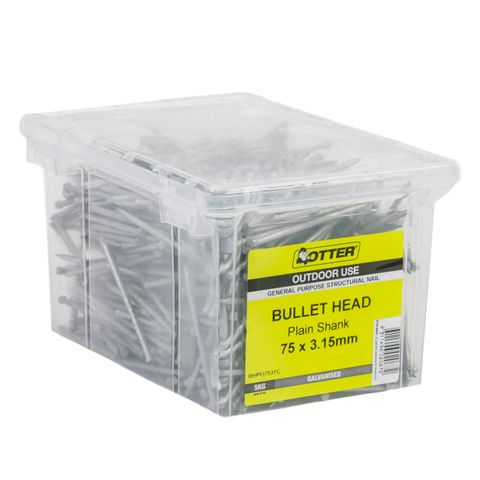 NAIL BULLET GALV  75X3.15MM  (5KG PAIL)