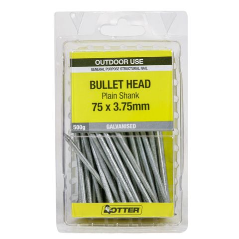 NAIL BULLET GALV  75X3.75MM  (500G PACK)