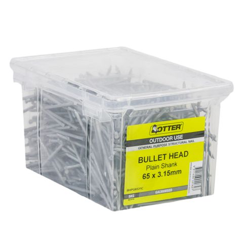 NAIL BULLET GALV  65X3.15MM  (5KG PAIL)
