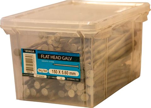 NAIL FLAT HEAD GALV 150X5.6MM (5KG PAIL)