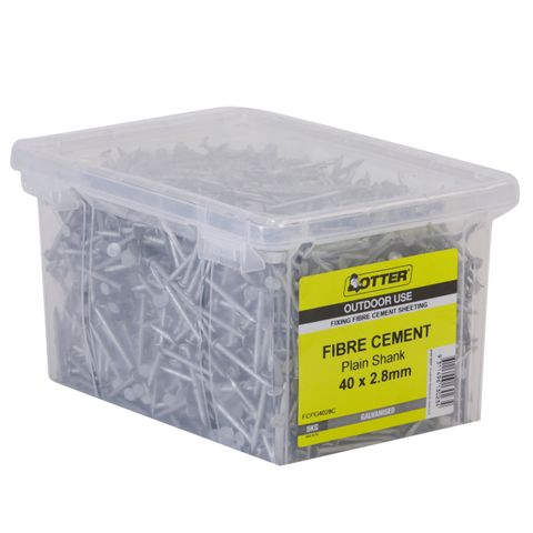 NAIL FIBRE CEMENT PLAIN GALV 40X2.8MM (5KG PAIL)