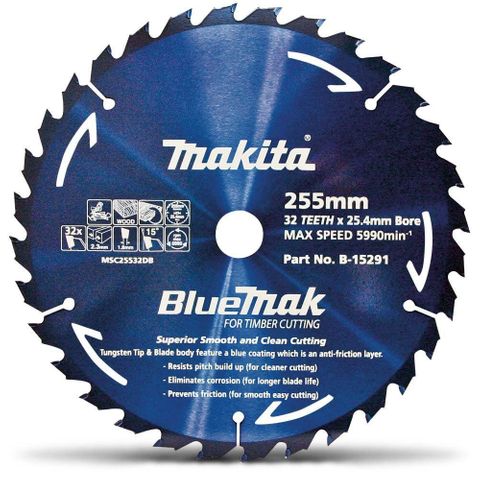 TCT SAW BLADE MAKITA WOOD BLUEMAK 255MMX32T