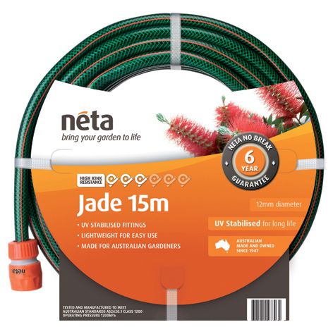 HOSE GARDEN JADE 12MM X 15M (ROLL) FITTED