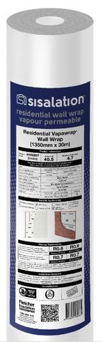 FLETCHERS VAPAWRAP PERMEABLE WALL MBRN 1350MMX30M