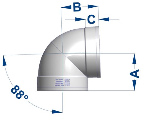 STORMWATER ELBOW F&F 90MM X 90 DEG (PVC)