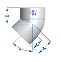 SEWER DWV ELBOW F&F 100MM X 45 DEG (PVC)