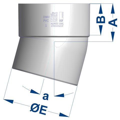 SEWER DWV ELBOW M&F 150MM X 45 DEG (PVC)