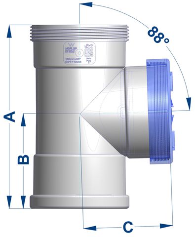 SEWER DWV INSPECTION TEE JUNCTION  F&F 100MM (PVC)