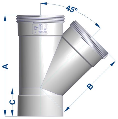 SEWER (DWV) Y JUNCTION F&F 100MM X 45 DEG (PVC)