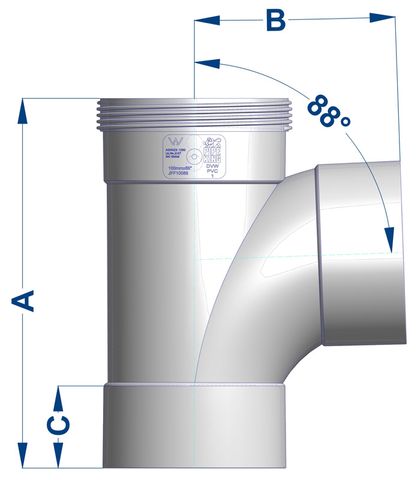 SEWER (DWV) TEE JUNCTION F&F 100MM X 90 DEG (PVC)