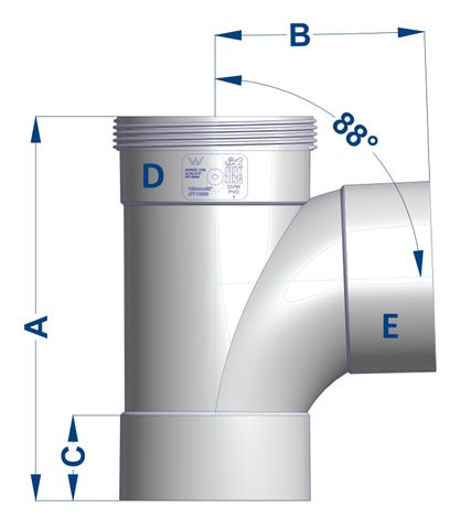 SEWER (DWV) TEE JUNCTION F&F 150 X 90 DEG (PVC)