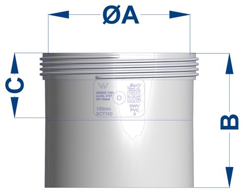 SEWER (DWV) COUPLING THREADED 100MM (PVC)