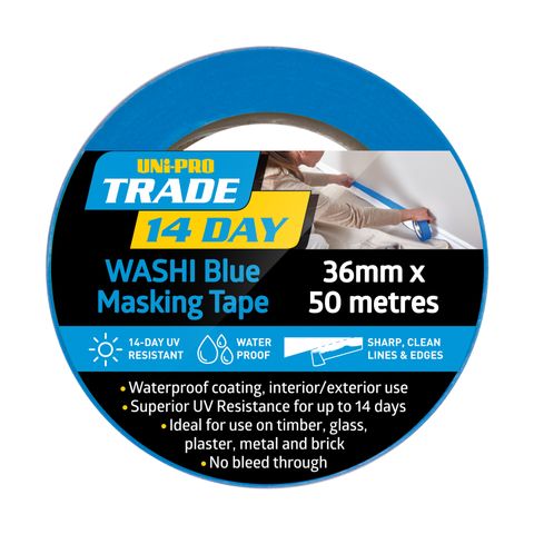 TAPE MASKING BLUE 14DAY UNIPRO 36MM X 50M (ROLL)