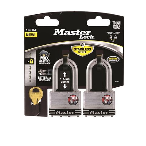 PADLOCK MASTER LAMINATE S/STEEL 44MM  (PK 2)