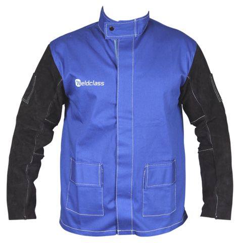 JACKET WELDERS BLUE PROMAX LTHR SLEEVE SIZE XL