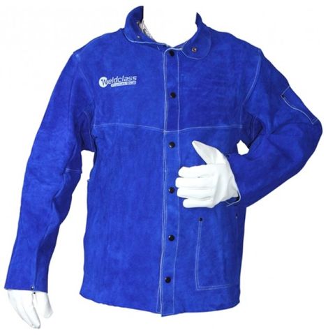 JACKET WELDERS BLUE FULL LEATHER PROMAX SZ MED